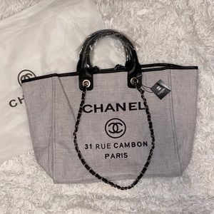 NWT Chanel Lurex Canvas Medium Deauville Tote